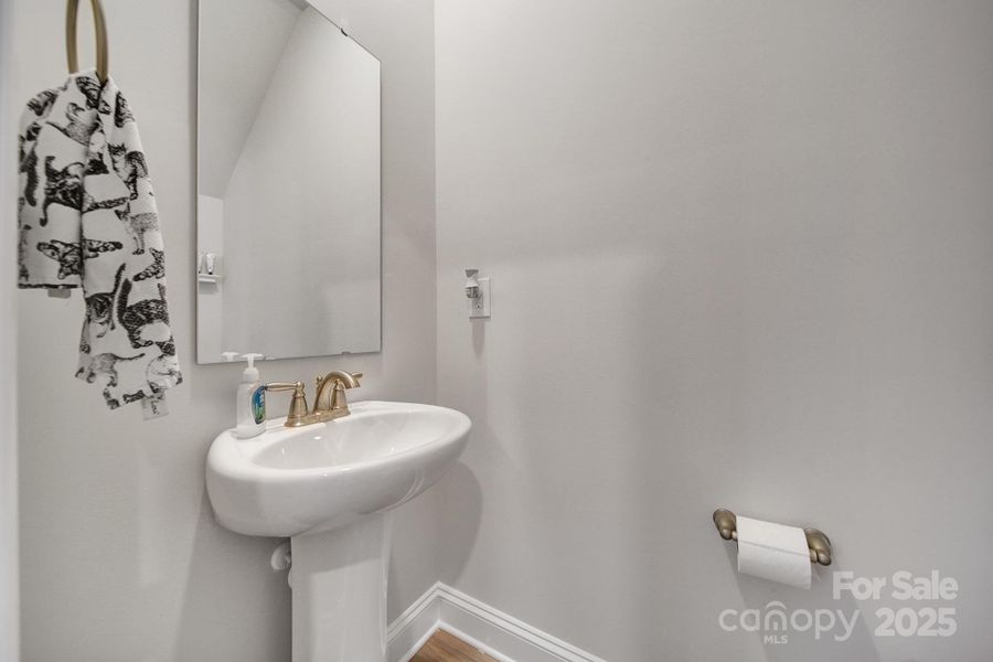 Pedestal Sink has since been replaced with a Vanity