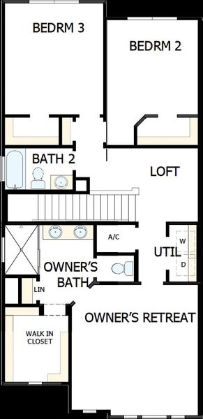 2D floor plan layout of this home in Emerald Landing at Waterside at Lakewood Ranch – Towns, Sarasota, FL (Image 3).