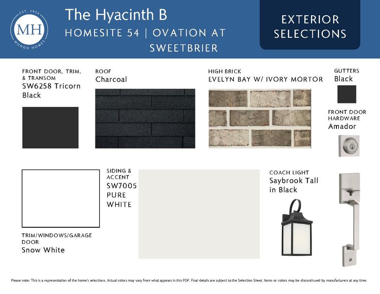 Sample of building materials used in homes in Ovation at Sweetbrier, Durham (Image 4).
