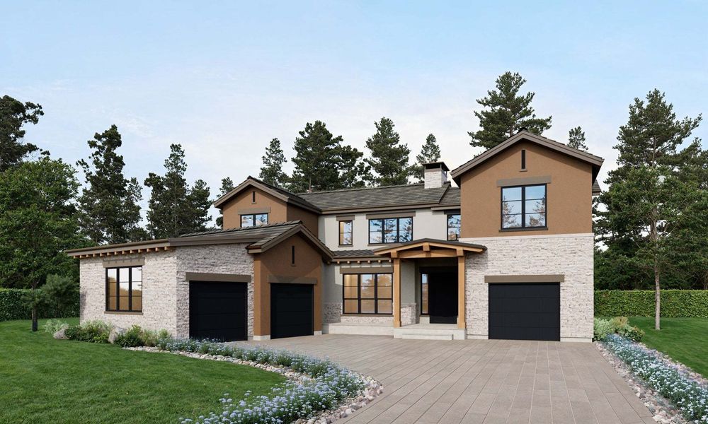 Representative exterior photo of a completed home built from the Residence 4 by Trumark Homes in The Summit at Castle Pines, Castle Rock, CO (Image 10).