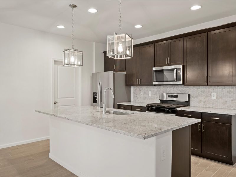 Furnished interior view inside a new home in Sunset Crest - Premier Series, Tucson (Image 2). Furnished interior view inside a new home in Sunset Crest - Premier Series, Tucson (Image 2).