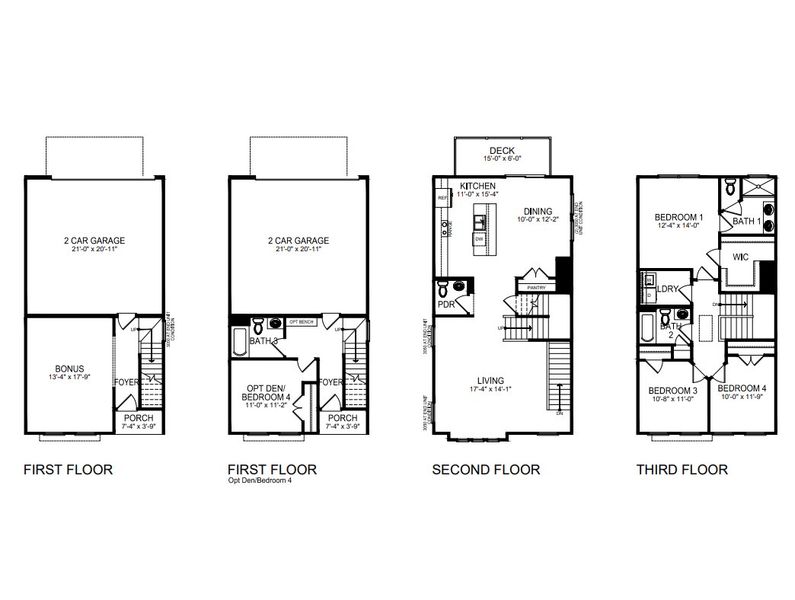 2D floor plan layout of this home in The Townes at Lake Norman, Mooresville, NC (Image 3).