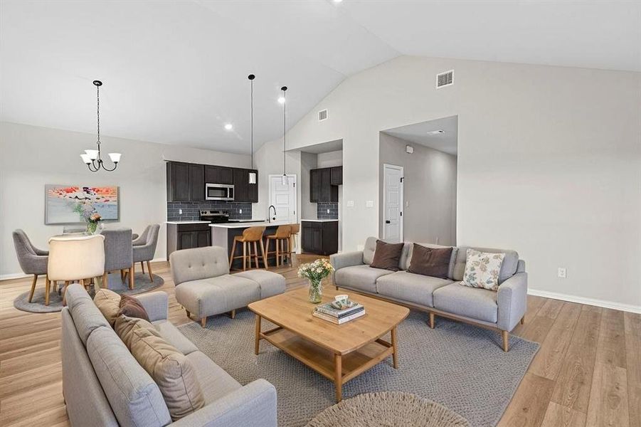 Furnished interior view inside a new home in Trails of Fossil Creek, Fort Worth (Image 9).