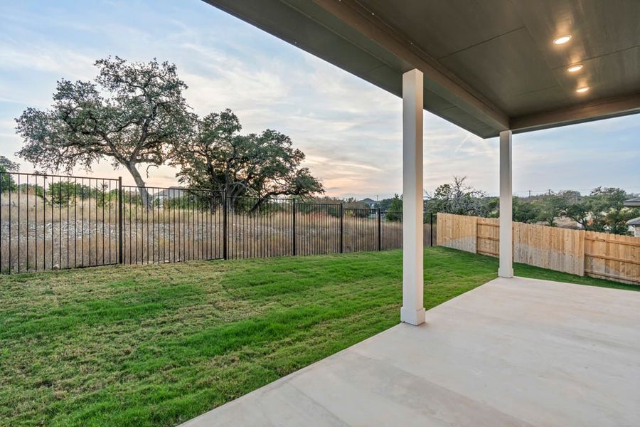 Exterior details and patio area of a home in Capitol Collection at Lariat, Liberty Hill (Image 4). Exterior details and patio area of a home in Capitol Collection at Lariat, Liberty Hill (Image 4).