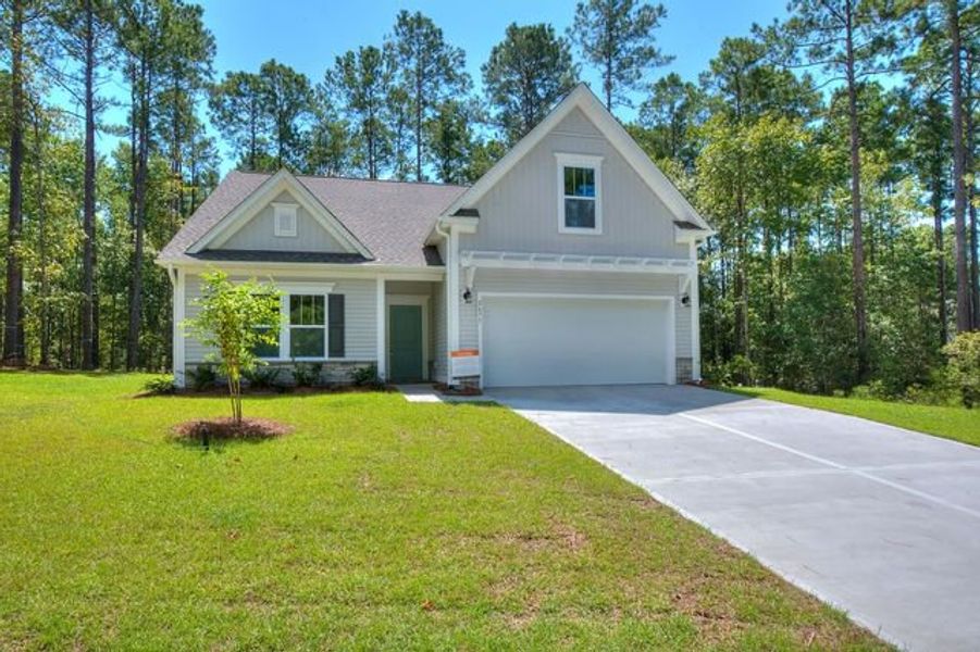 Representative exterior photo of a completed home built from the Durell by True Homes in Reeves Crossing, St. George, SC (Image 1). Representative exterior photo of a completed home built from the Durell by True Homes in Reeves Crossing, St. George, SC (Image 1).