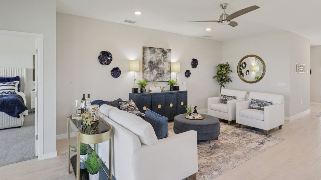 Furnished interior view inside a new home in Palmetto Landing at Babcock Ranch - Tradition, Punta Gorda (Image 7). Furnished interior view inside a new home in Palmetto Landing at Babcock Ranch - Tradition, Punta Gorda (Image 7).