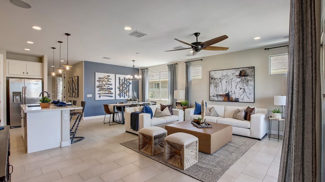Explore the Bluebell living room interior by DRB Homes at Anderson Parc, Lot 171, 2158 S 242nd Lane in Buckeye, Arizona.