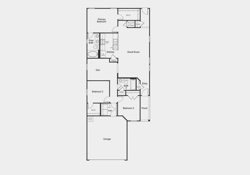 2D floor plan layout for the Plan 1417 Modeled by KB Home in Legend Heights, New Braunfels, TX (Image 4). 2D floor plan layout for the Plan 1417 Modeled by KB Home in Legend Heights, New Braunfels, TX (Image 4).