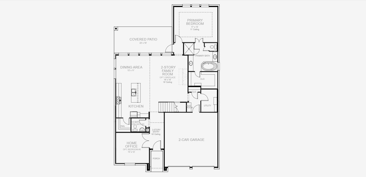 2D floor plan layout for the 2599W by Perry Homes in Briggs Ranch 50', San Antonio, TX (Image 3). 2D floor plan layout for the 2599W by Perry Homes in Briggs Ranch 50', San Antonio, TX (Image 3).