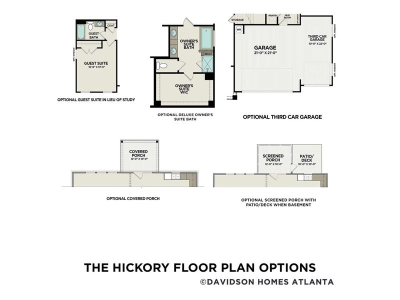 2D floor plan layout for the The Hickory B by Davidson Homes LLC in Cedar Farms, Winder, GA (Image 24).