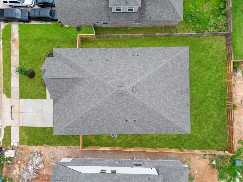 This aerial view of your home shows the amazing view of your lot.