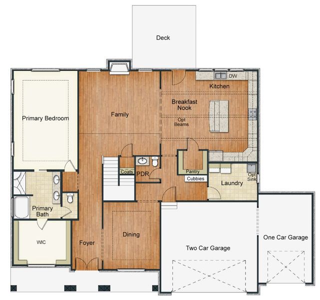 2D floor plan layout for the Lancaster by Keystone Homes NC in Preserve at Carriage Cove, Oak Ridge, NC (Image 4).