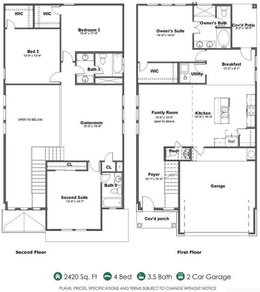 2D floor plan layout of this home in Crosby Farms, Crosby, TX (Image 3).
