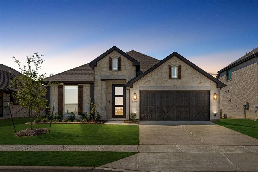 Front exterior of a new home in Devonshire Classic 50-55, Forney, TX, highlighting curb appeal (Image 2). Front exterior of a new home in Devonshire Classic 50-55, Forney, TX, highlighting curb appeal (Image 2).