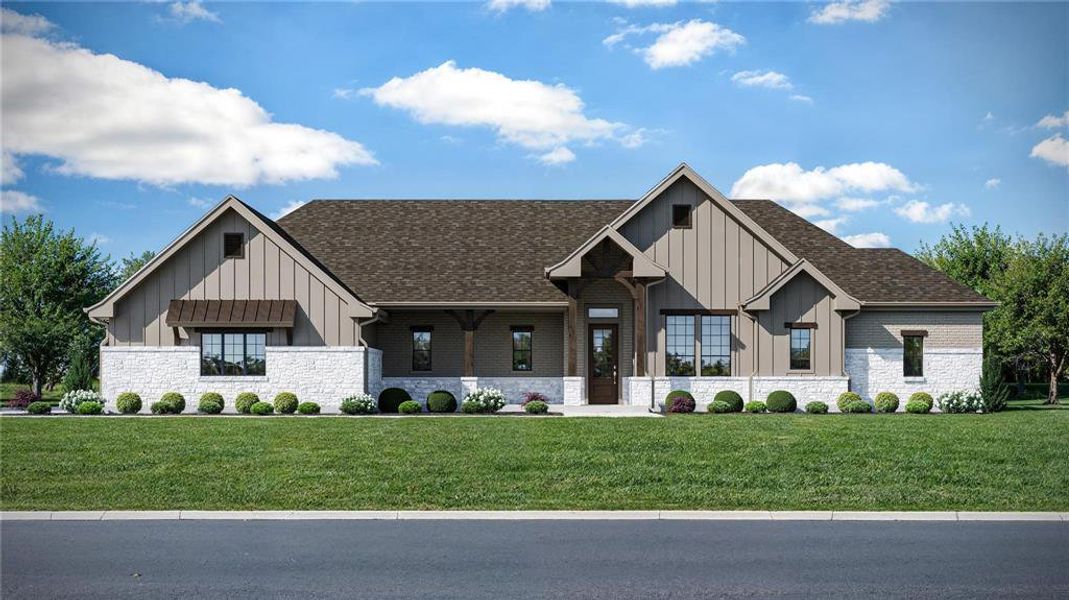 Front exterior of a new home in , Grandview, TX, highlighting curb appeal (Image 1). Front exterior of a new home in , Grandview, TX, highlighting curb appeal (Image 1).