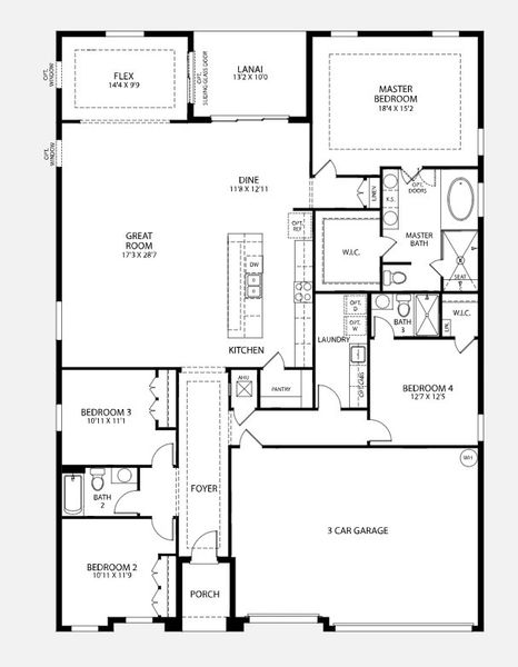 2D floor plan layout for the Venice by Maronda Homes in Applewood Reserve, Lakeland, FL (Image 5). 2D floor plan layout for the Venice by Maronda Homes in Applewood Reserve, Lakeland, FL (Image 5).