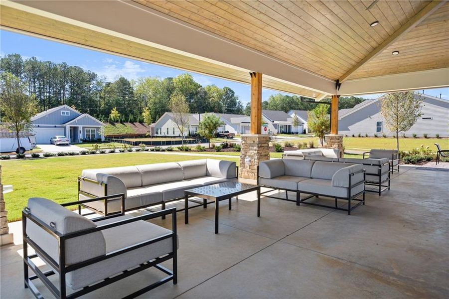 Exterior details and patio area of a home in The Reserve at Bells Ferry, Kennesaw (Image 22).