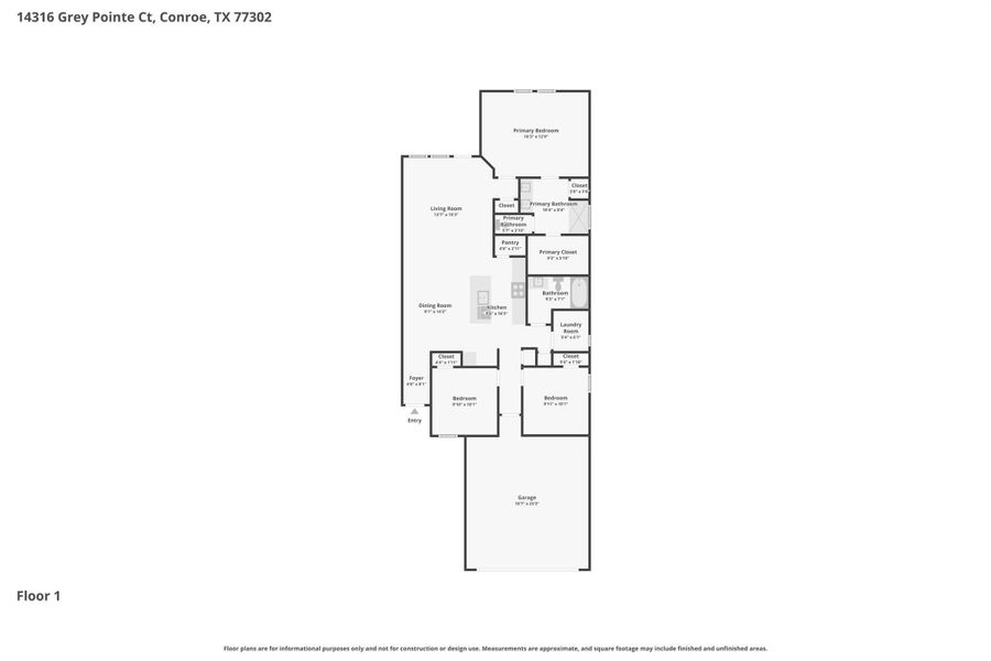 2D floor plan layout of this home in Landing Meadows - Traditional Series, New Caney, TX (Image 4).