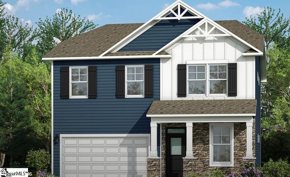 Front exterior of a new home in Sedona, Greenville, SC, highlighting curb appeal (Image 1). Front exterior of a new home in Sedona, Greenville, SC, highlighting curb appeal (Image 1).