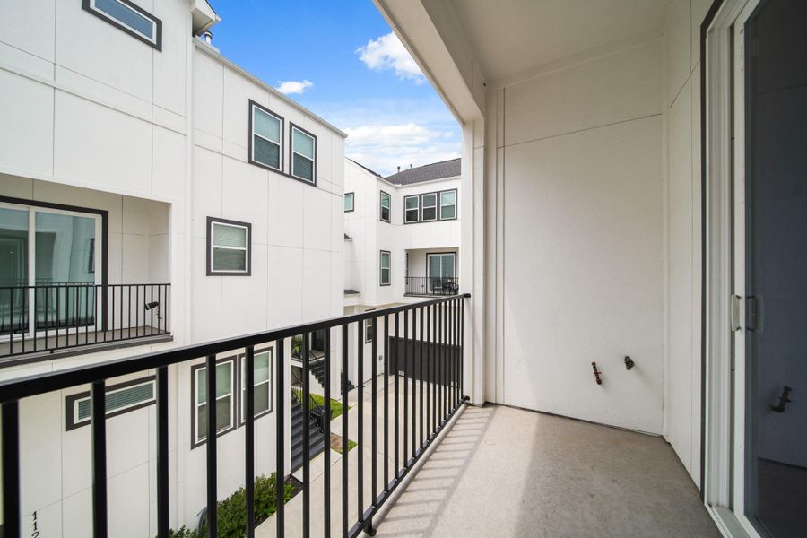 Complete with a gas stub and water access, the balcony is well-suited for grilling or tending to plants. Complete with a gas stub and water access, the balcony is well-suited for grilling or tending to plants.