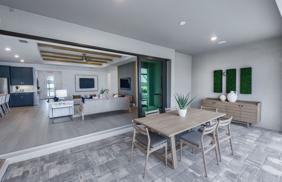 Zero-corner sliding glass door to gathering room Zero-corner sliding glass door to gathering room