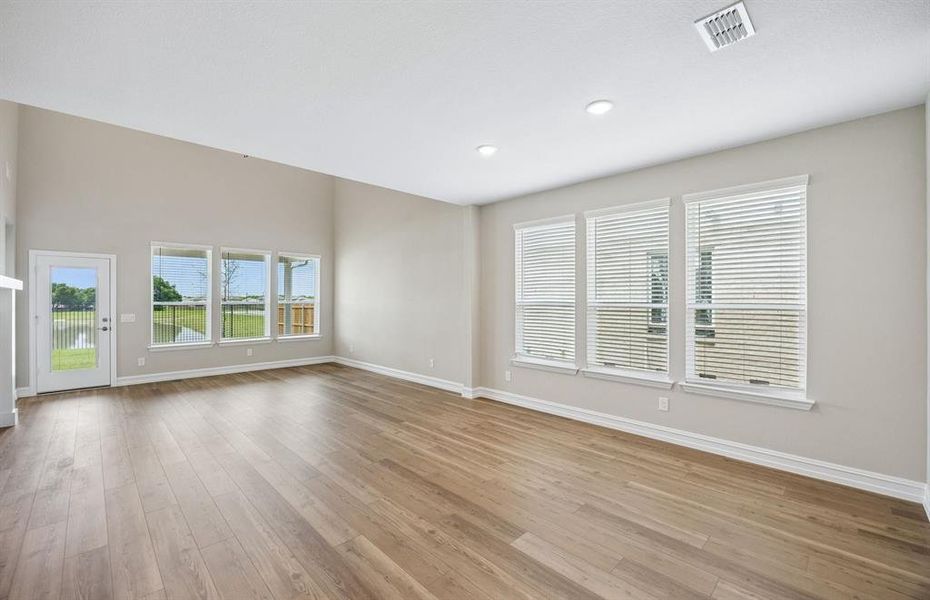 Airy gathering room with large windows Airy gathering room with large windows
