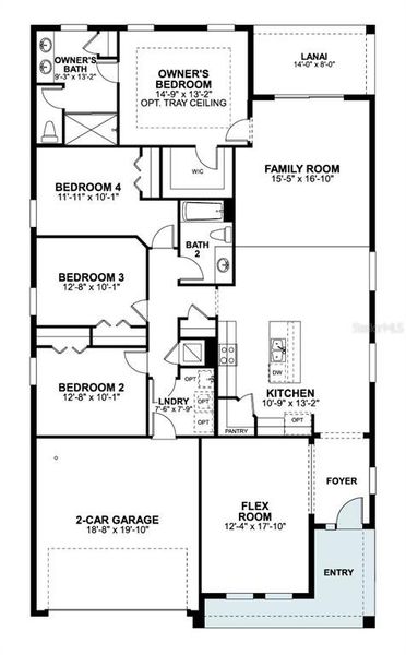 2D floor plan layout of this home in Center Lake on the Park, St. Cloud, FL (Image 5).