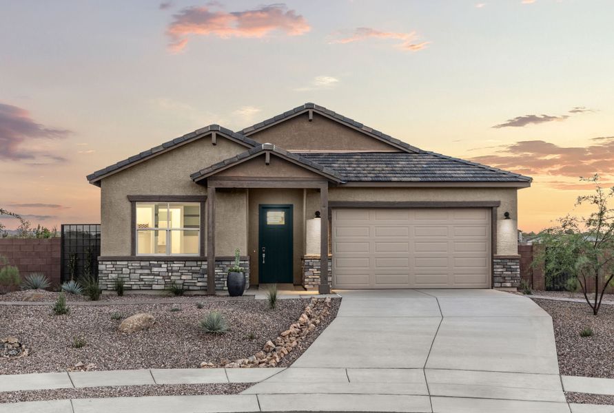 Representative exterior photo of a completed home built from the Cobalt by Mattamy Homes in Covena Pointe, Tucson, AZ (Image 22). Representative exterior photo of a completed home built from the Cobalt by Mattamy Homes in Covena Pointe, Tucson, AZ (Image 22).