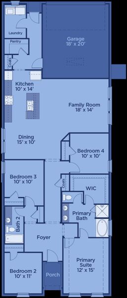 2D floor plan layout for the Cedar by UnionMain Homes in Edgewater, Fate, TX (Image 5). 2D floor plan layout for the Cedar by UnionMain Homes in Edgewater, Fate, TX (Image 5).