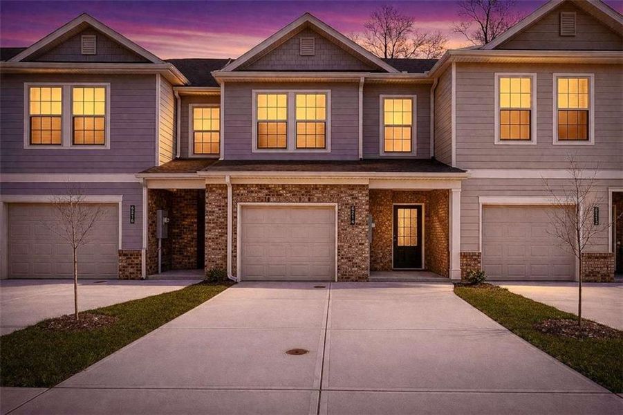 Front exterior of a new home in , South Fulton, GA, highlighting curb appeal (Image 1). Front exterior of a new home in , South Fulton, GA, highlighting curb appeal (Image 1).