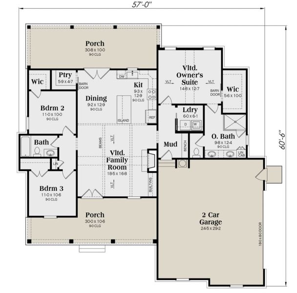 2D floor plan layout for the Sawyer by Zeal Home Builders in Patti Lynn Hills, Paradise, TX (Image 3).