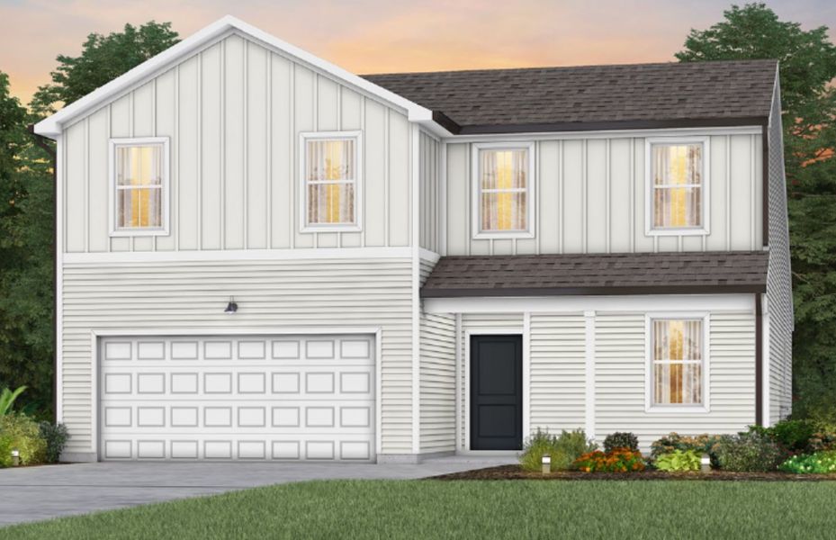 Front exterior of a new home in Highlands of Carter's Station, Columbia, TN, highlighting curb appeal (Image 23).