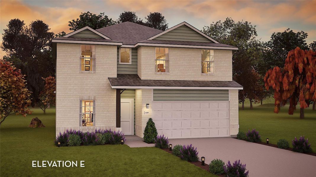 Front exterior of a new home in Cielo, Conroe, TX, highlighting curb appeal (Image 1). Front exterior of a new home in Cielo, Conroe, TX, highlighting curb appeal (Image 1).