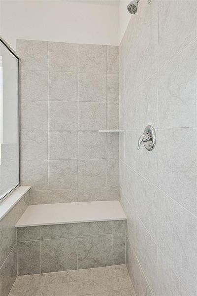 Bathroom with a tile shower