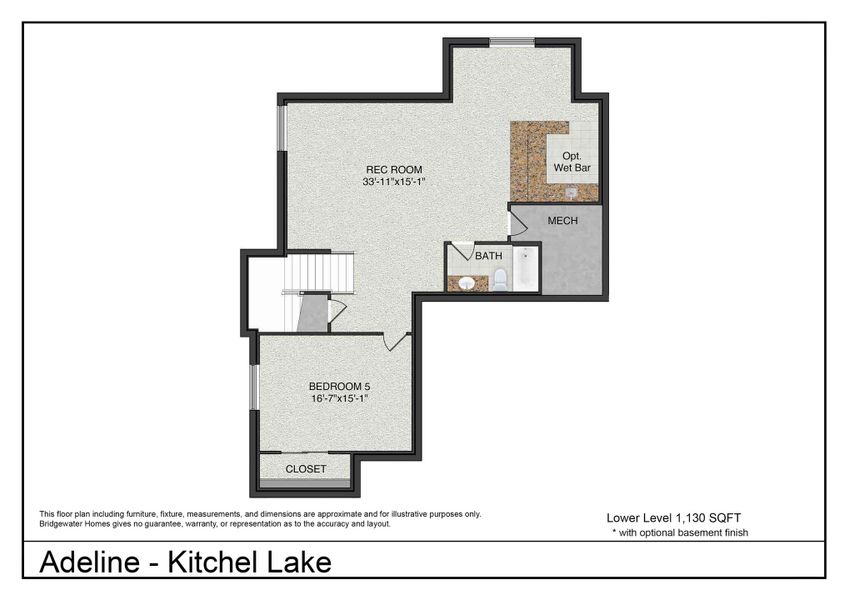 2D floor plan layout for the Adeline by Bridgewater Homes in Kitchel Lake, Timnath, CO (Image 5).