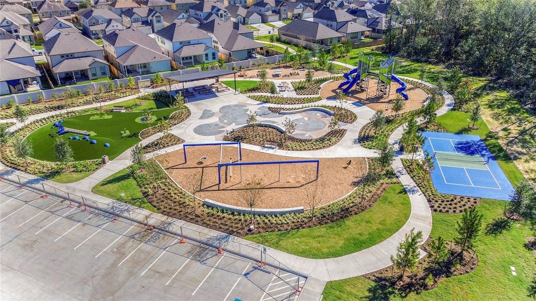 Vibrant neighborhood park, where joy and laughter echo through the air. A haven for kids to enjoy, this inviting space features playgrounds, green open fields, and benches for parents to relax while children explore and create lasting memories.
