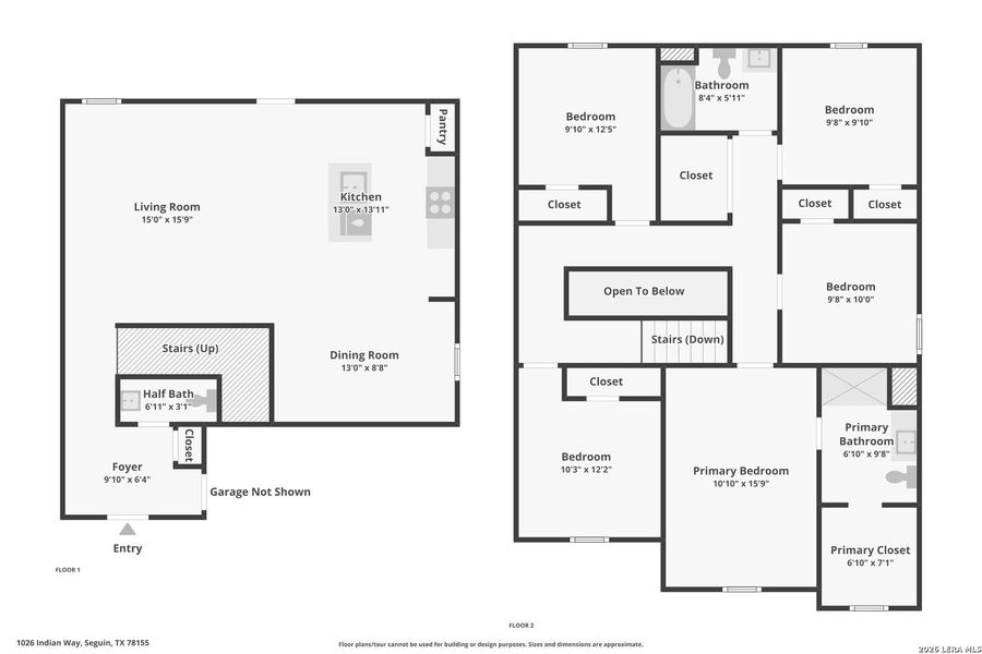 2D floor plan layout of this home in Swenson Heights, Seguin, TX (Image 4).