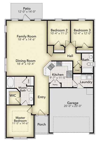 2D floor plan layout of this home in Grand Oaks Reserve, Cleveland, TX (Image 5).