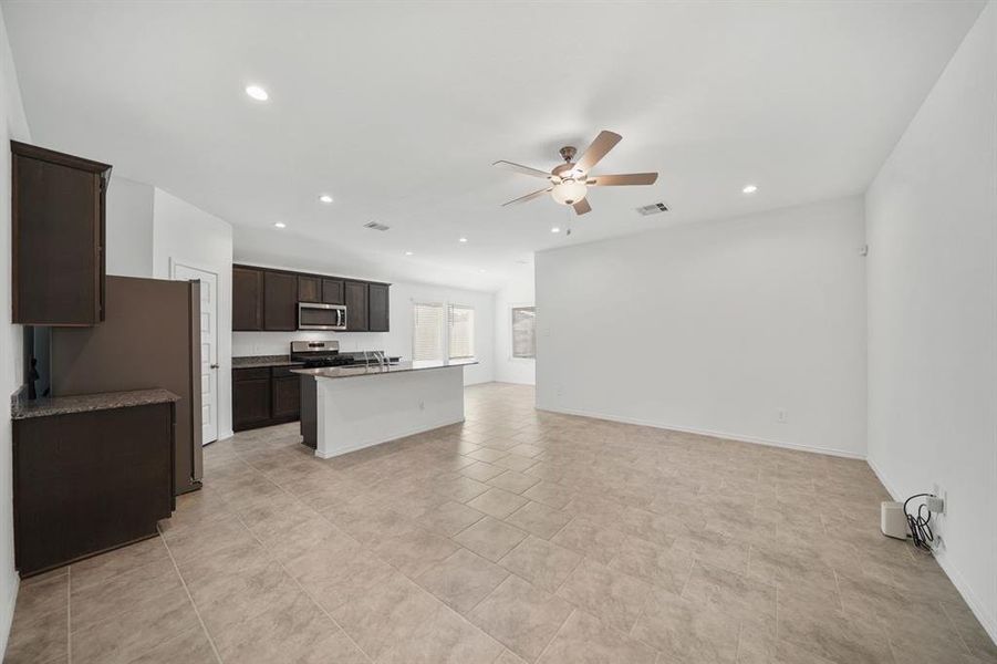 Kitchen open to Living room