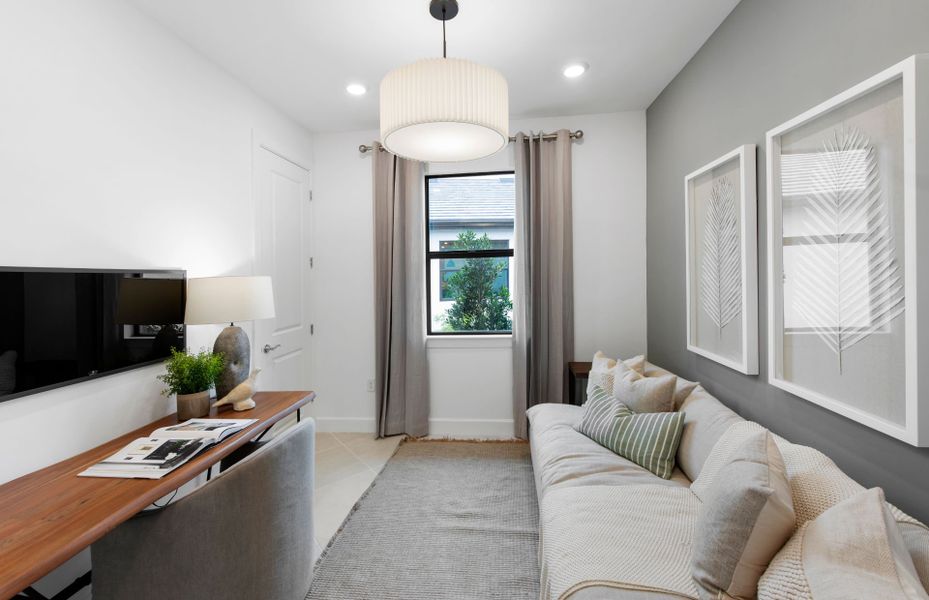 Flex room shown as a den, a perfect for a home office