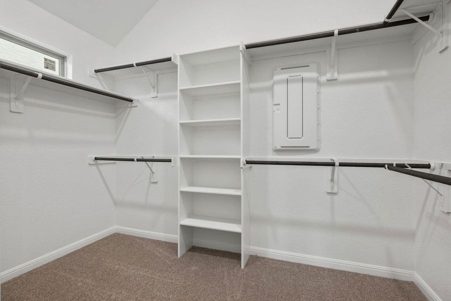 Primary Closet in the Quartz home plan by Trophy Signature Homes – REPRESENTATIVE PHOTO Primary Closet in the Quartz home plan by Trophy Signature Homes – REPRESENTATIVE PHOTO