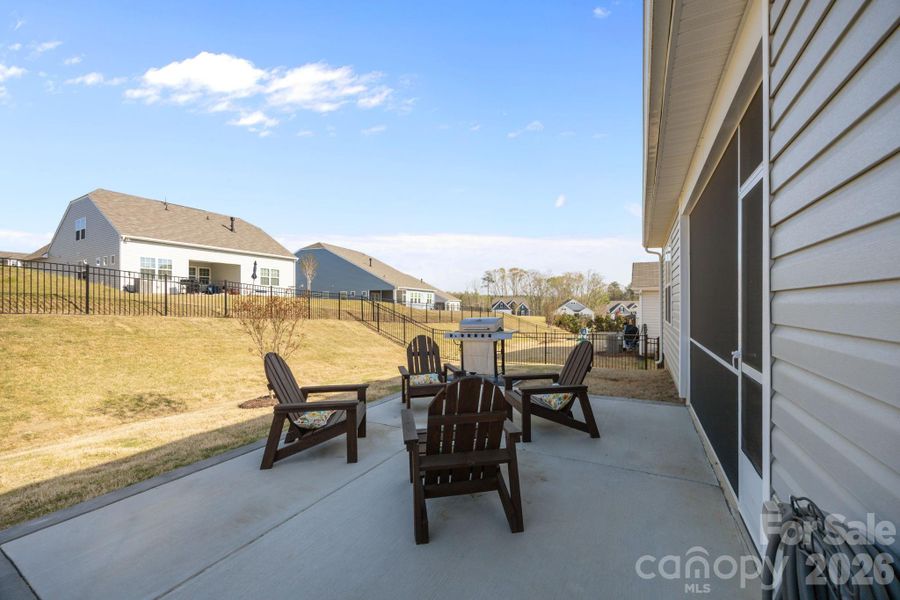 Enjoy this extra large extended patio and grill pad.