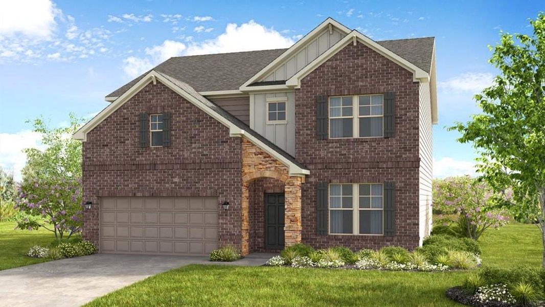 Front exterior of a new home in Dreycott, Lawrenceville, GA, highlighting curb appeal (Image 1). Front exterior of a new home in Dreycott, Lawrenceville, GA, highlighting curb appeal (Image 1).