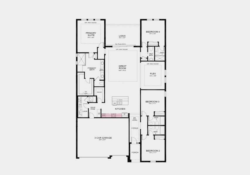 2D floor plan layout of this home in Headwaters at Lofton Creek, Yulee, FL (Image 4).