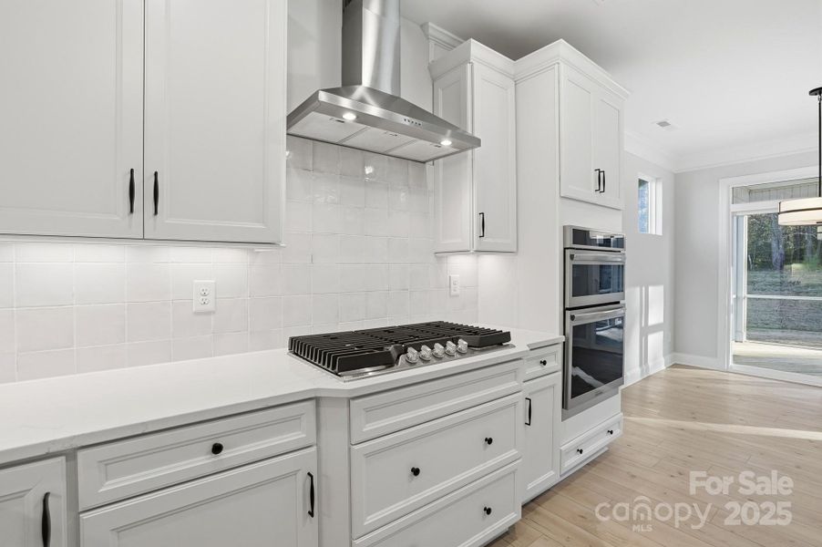 Kitchen with gas fireplace