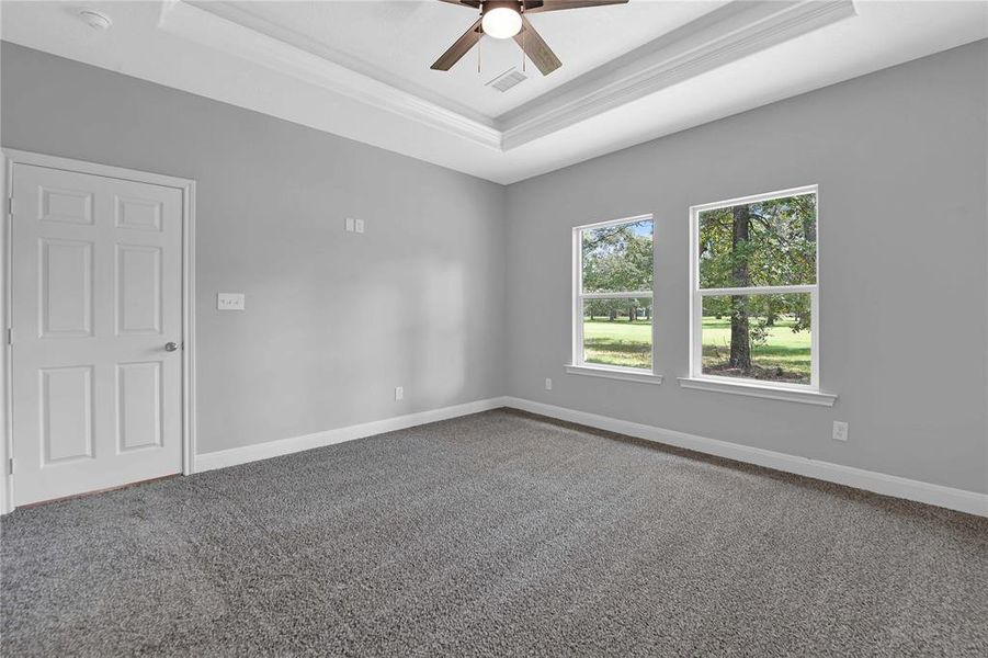 Primary bedroom has 2 closets - one behind the door and one inside the bath room.