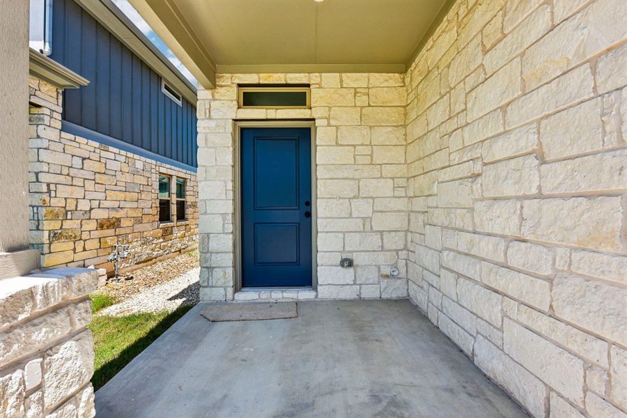 Exterior details and patio area of a home in Crosswinds, Kyle (Image 21).