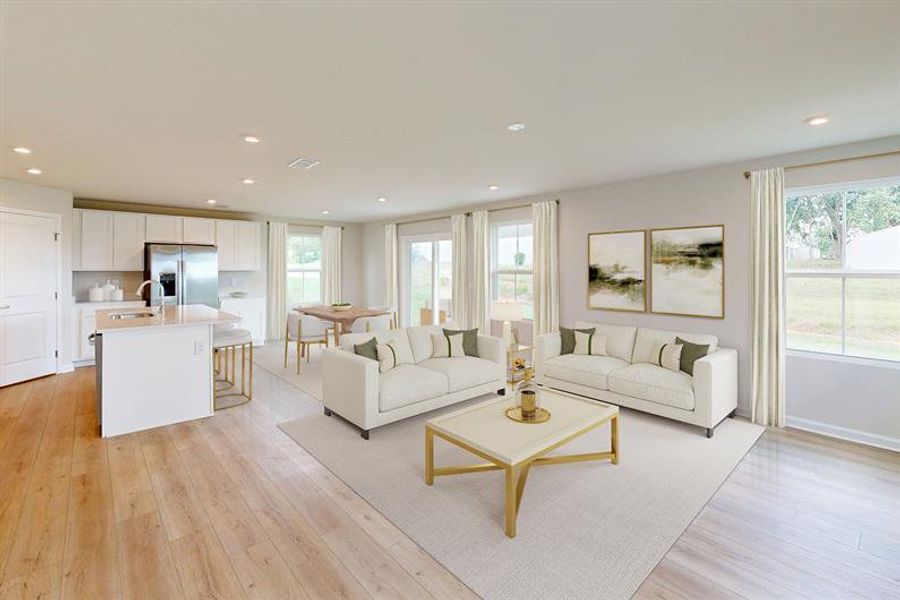 Representative furnished interior of a home built from the Woodford by Ryan Homes in Harpers Glen Single Family, Wendell (Image 2).
