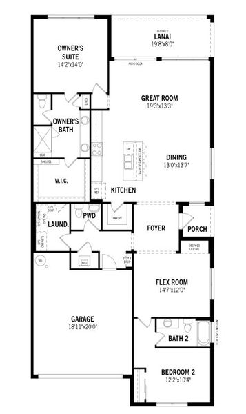 2D floor plan layout for the Eden Grand by Mattamy Homes in Tradition - Telaro, Port St. Lucie, FL (Image 4). 2D floor plan layout for the Eden Grand by Mattamy Homes in Tradition - Telaro, Port St. Lucie, FL (Image 4).