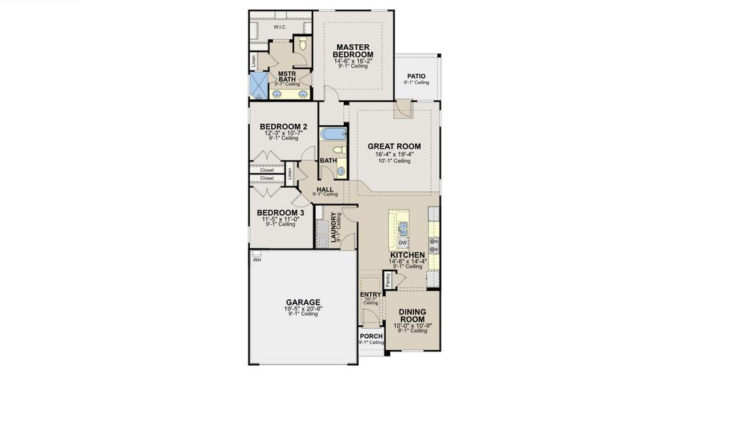 2D floor plan layout for the Roswell by Hakes Brothers in Hunters Ranch, San Antonio, TX (Image 3).